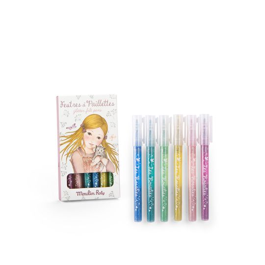 Set 6 pennarelli glitterati - Les Rosalies - Moulin Roty