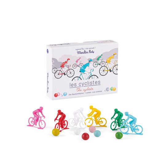 Gioco di 6 ciclisti con biglie - Aujourd'hui c'est mercredi - Moulin Roty