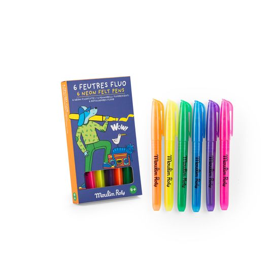 Set 6 pennarelli neon  - Les Loufoques - Moulin Roty