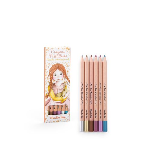 6 matite colorate metallizzate Les Rosalies - Moulin Roty