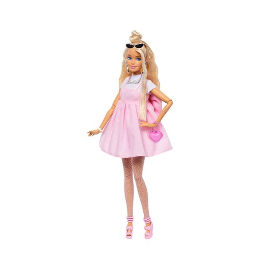 Barbie Deluxe Style Pastello – Bambola con Chignon Biondo e Abito Rosa Barbiecore, Accessori Inclusi - Barbie