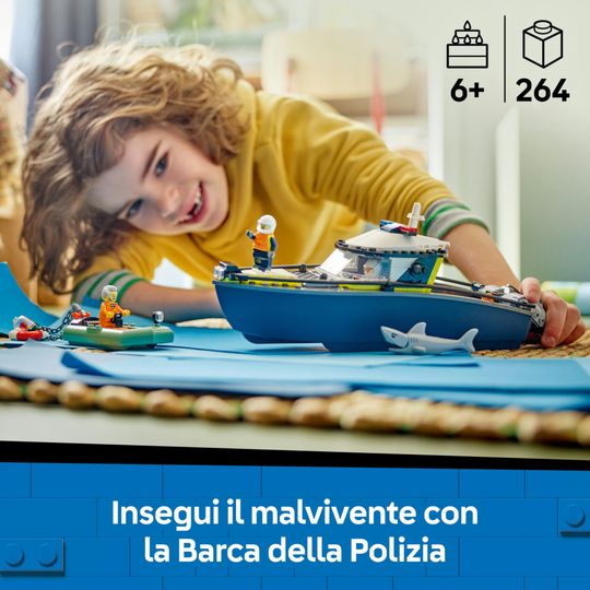 LEGO City 60456 Inseguimento motoscafo polizia: 2 barche, squalo - LEGO