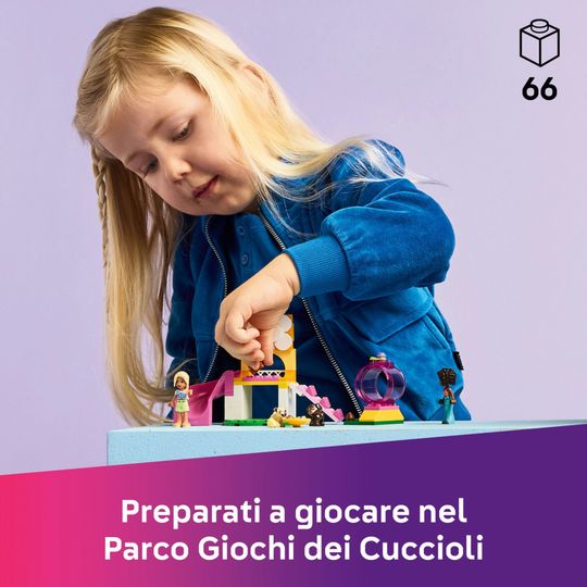 LEGO Friends 42665 Parco giochi cuccioli: scivolo, 2 mini bamboline - LEGO