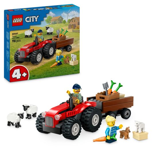 LEGO City 60461 Trattore Agricolo Rosso con Rimorchio e Pecore - LEGO