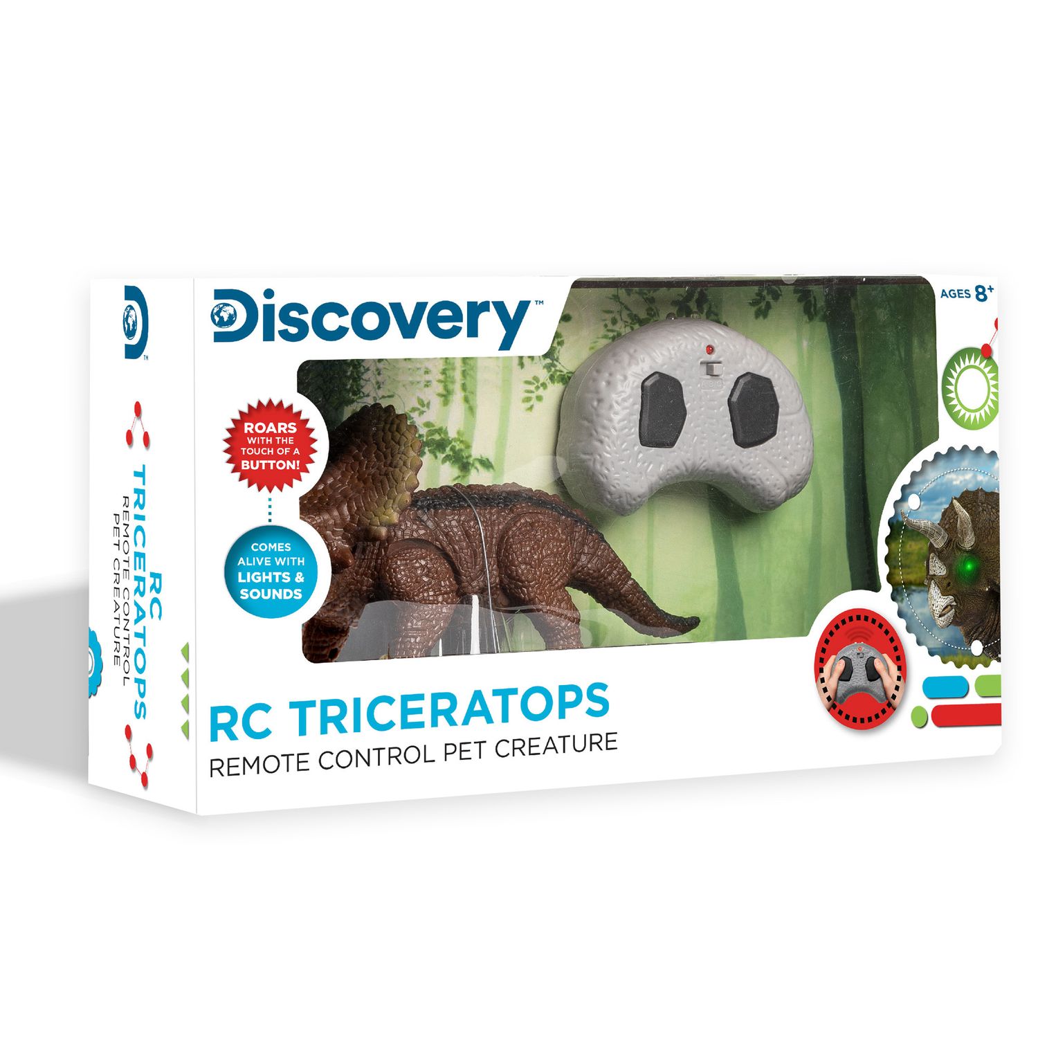 Dinosauro triceratopo radiocomandato con suoni realistici - Discovery Toys
