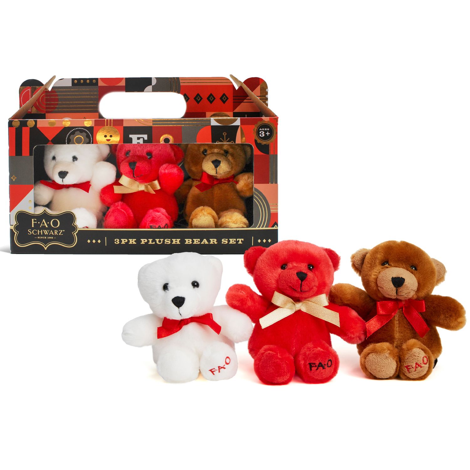 Confezione da 3 mini orsetti di peluche - FAO Schwarz