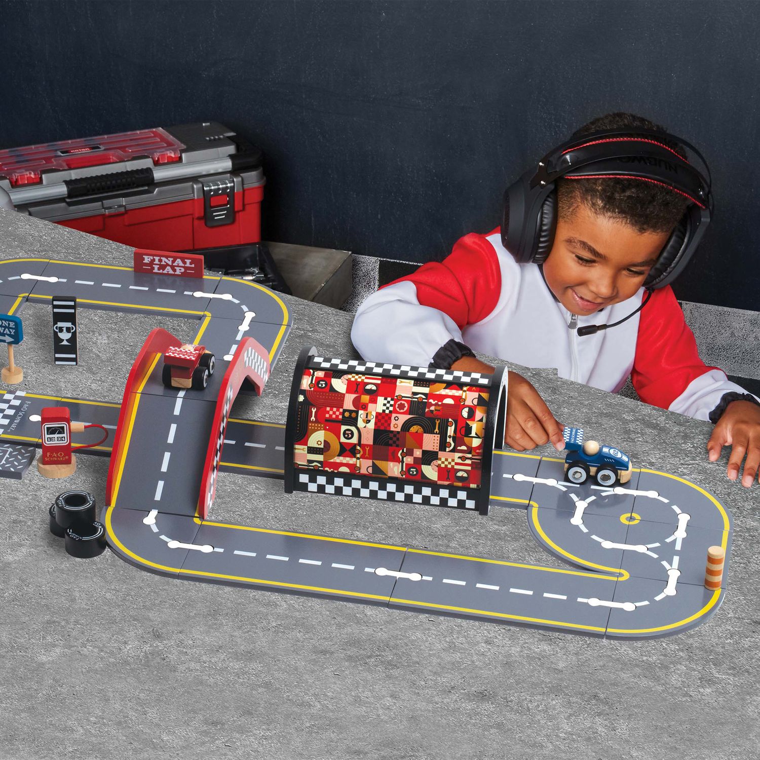Pista macchinine di legno retrò - FAO Schwarz