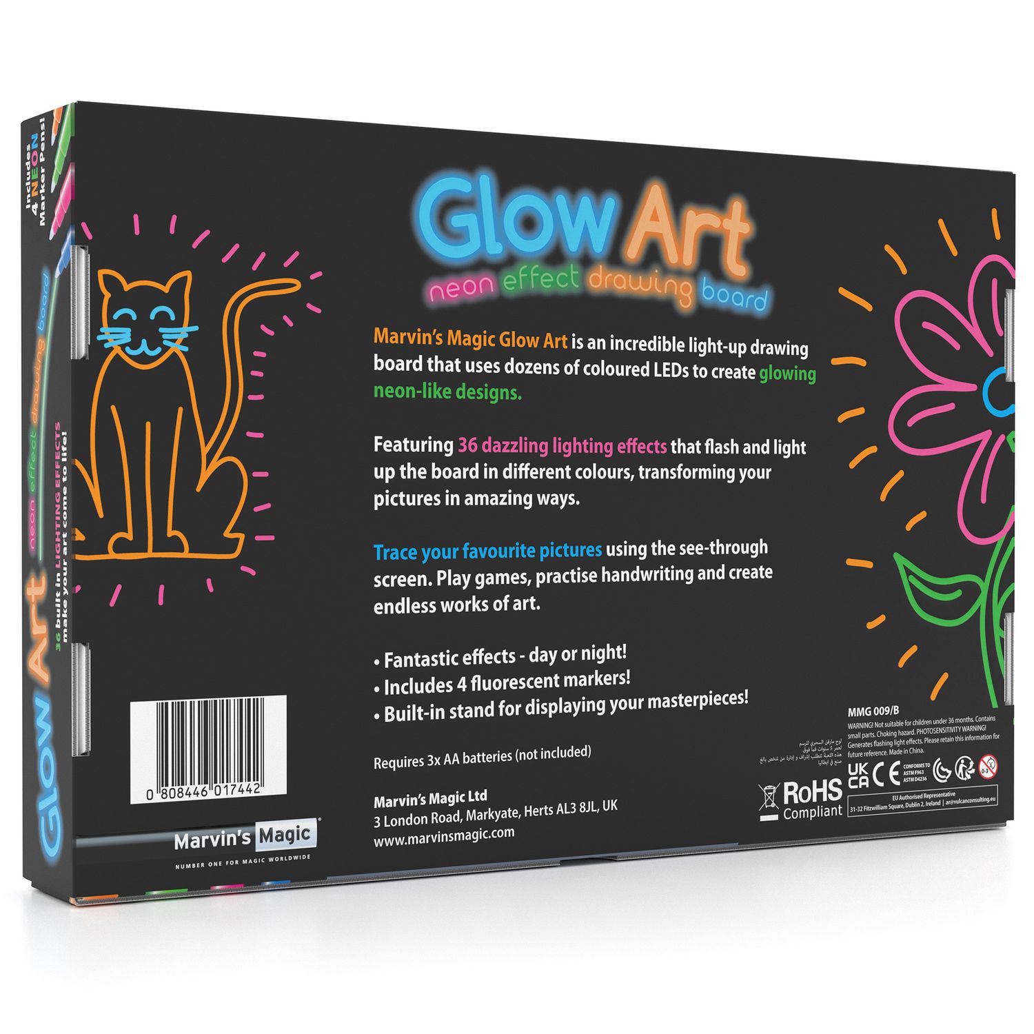 Glow Art, Tavoletta magica luminosa, Nero - Marvin's Magic