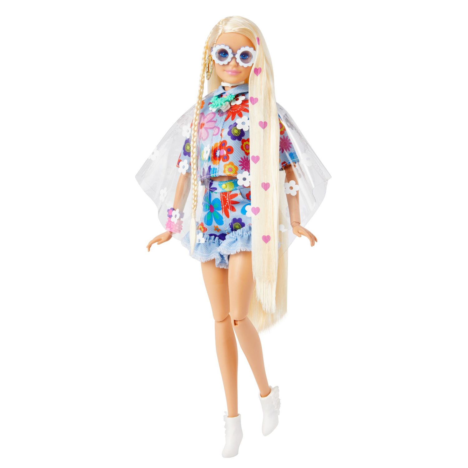 Barbie Extra Snodata con Lunghissimi Capelli Biondi con Cuoricini - Barbie