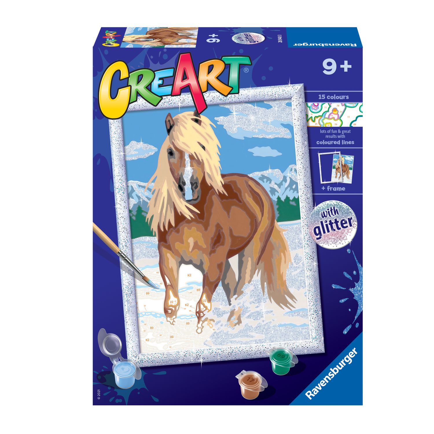 Creart Cavallo, Serie D, Kit per dipingere con i numeri - Creart