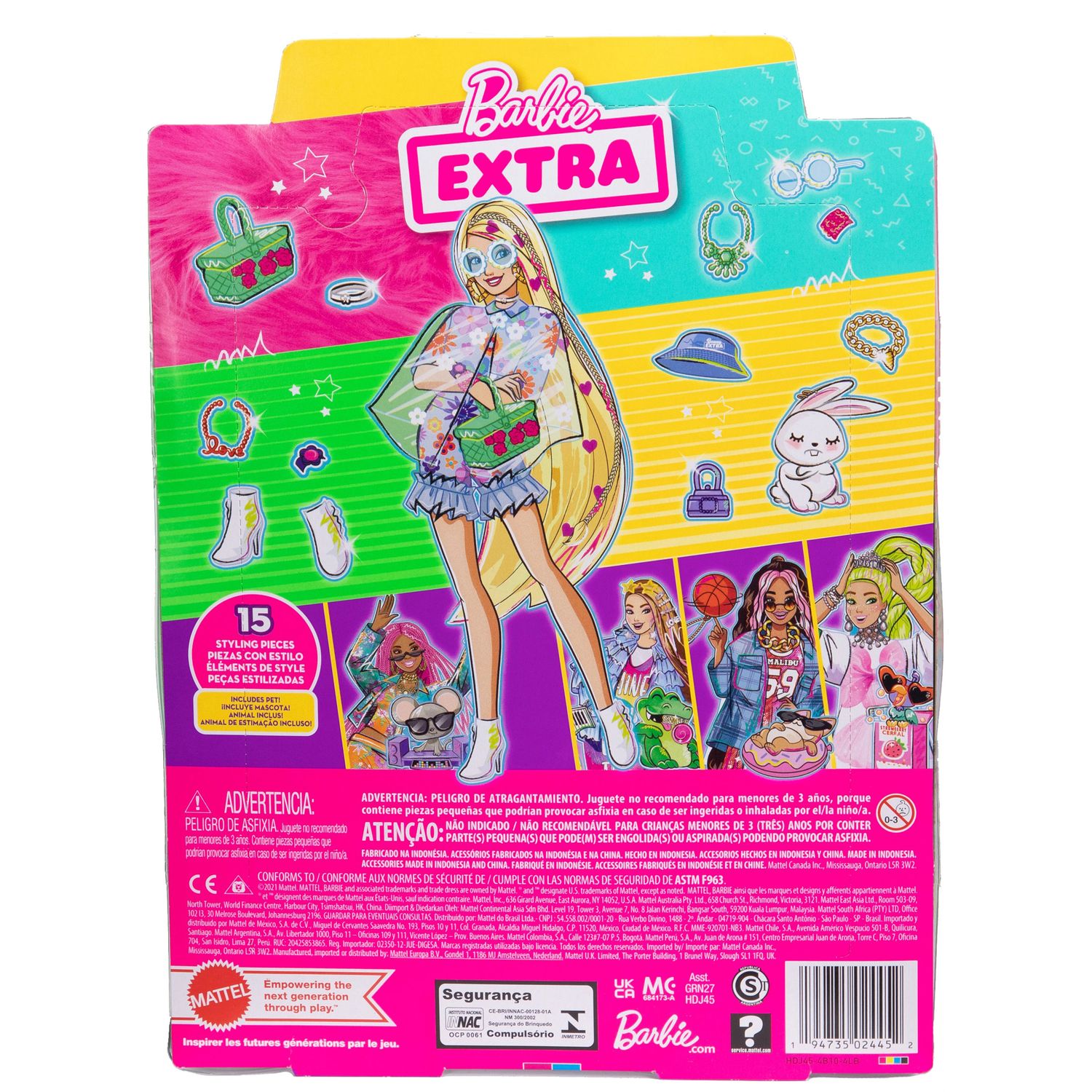 Barbie Extra Snodata con Lunghissimi Capelli Biondi con Cuoricini - Barbie