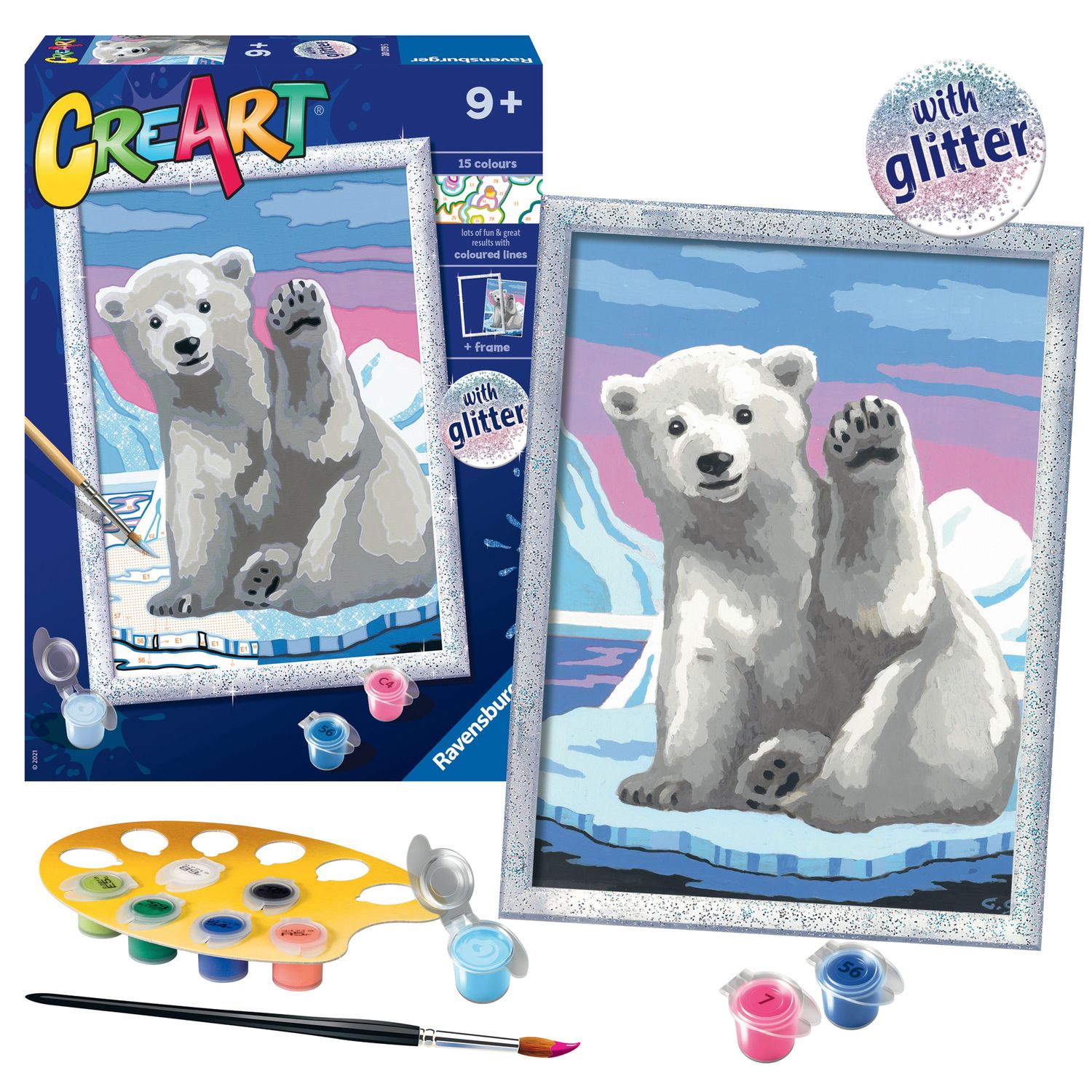 Creart Ciao ciao Orso polare, Serie D, Kit per dipingere con i numeri - Creart