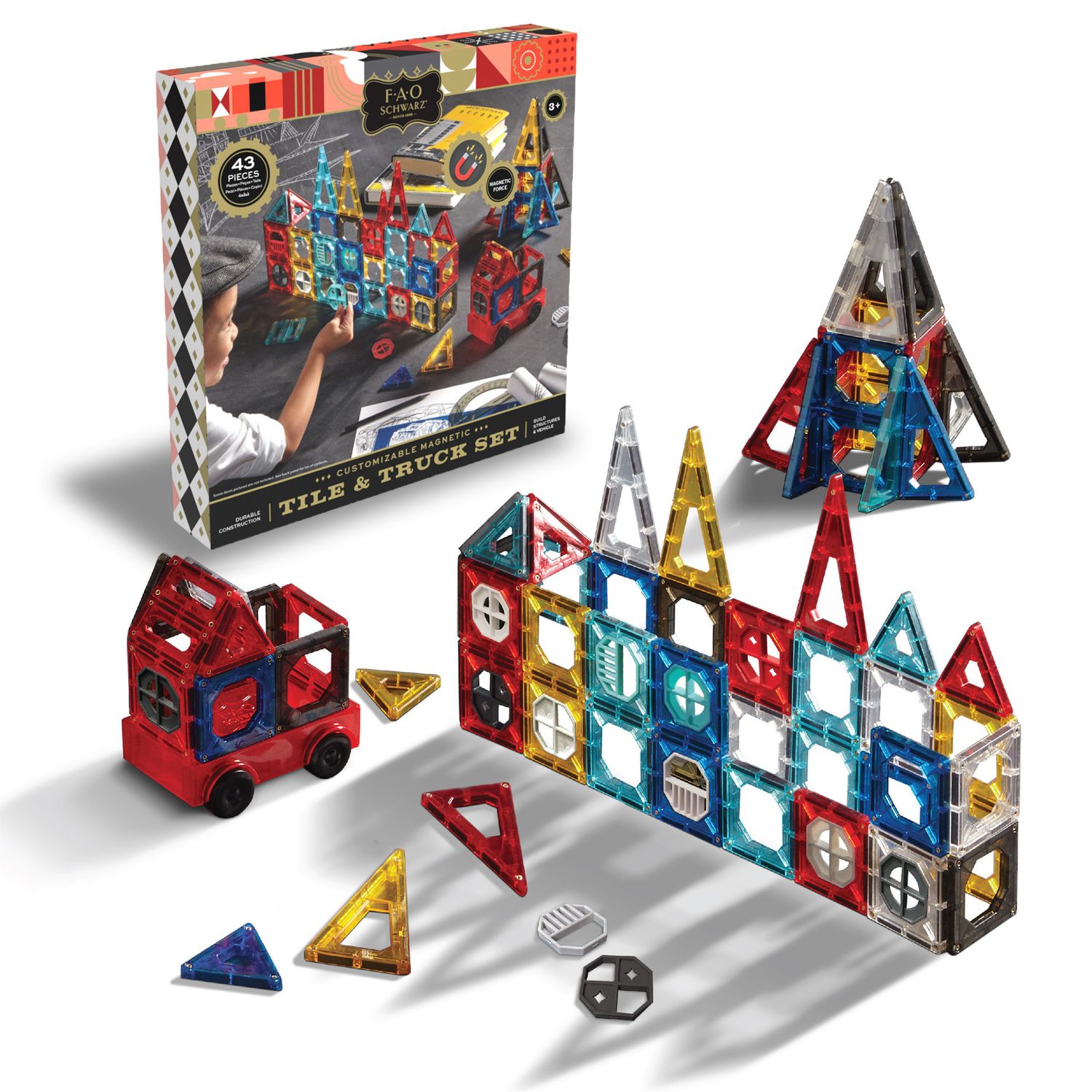Set costruzioni magnetiche da 43 pezzi con camion - FAO Schwarz