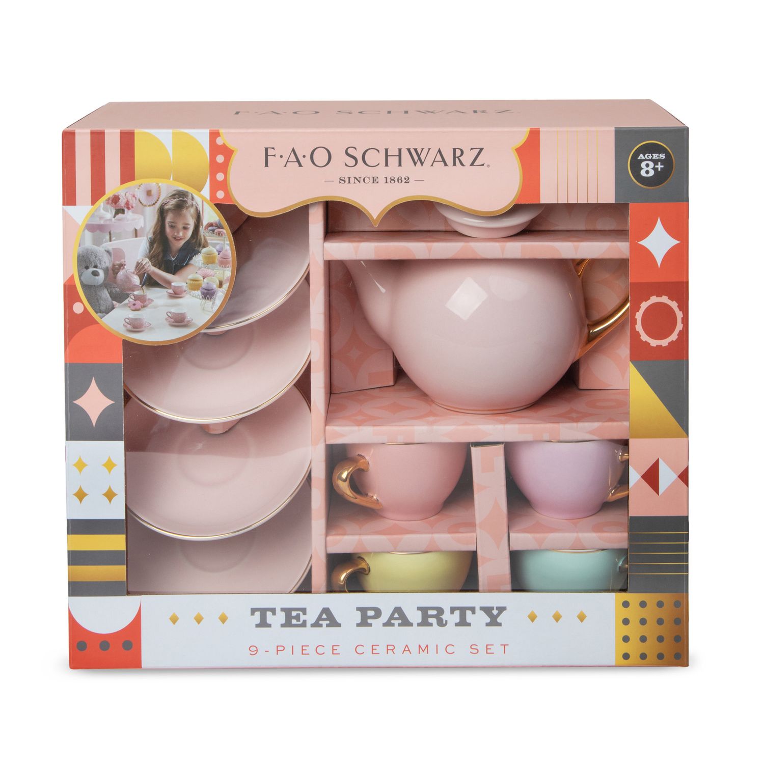 Set da the di ceramica da 9 pezzi - FAO Schwarz