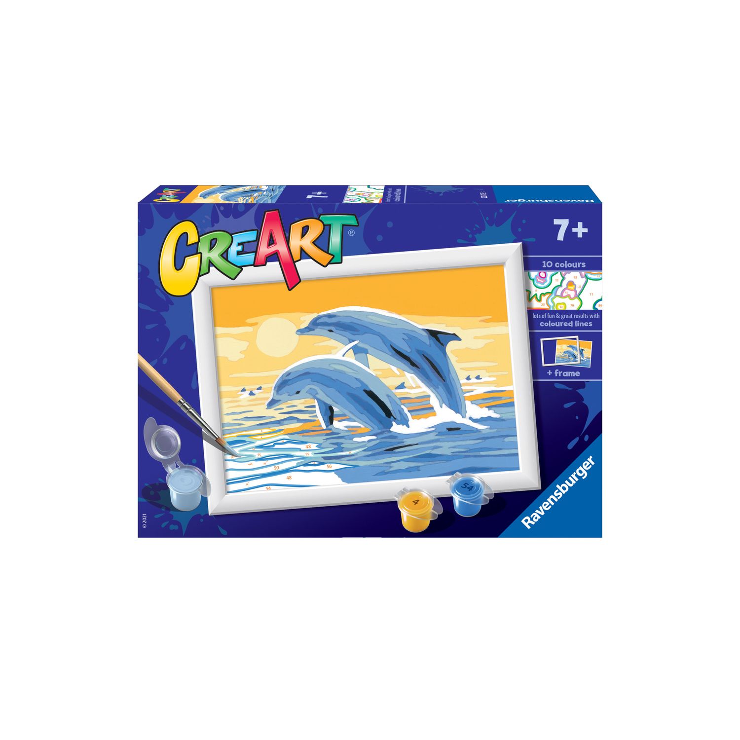 Creart Delfini amici, Serie E, Kit per dipingere con i numeri - Creart