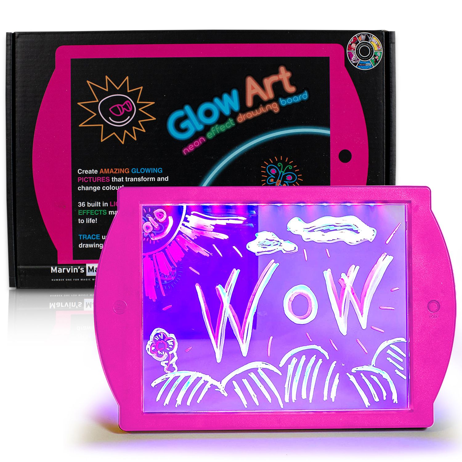 Glow Art, Tavoletta magica luminosa, Rosa - Marvin's Magic