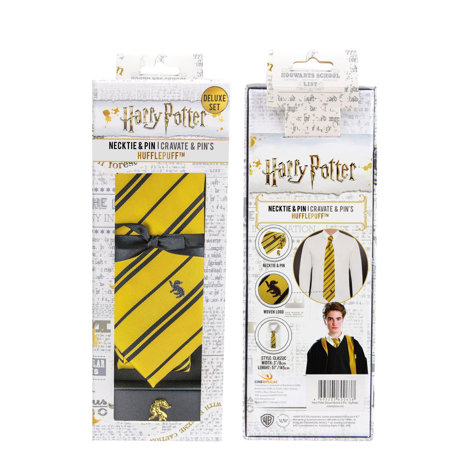 Cravatta deluxe Tassorosso con spilla - Harry Potter