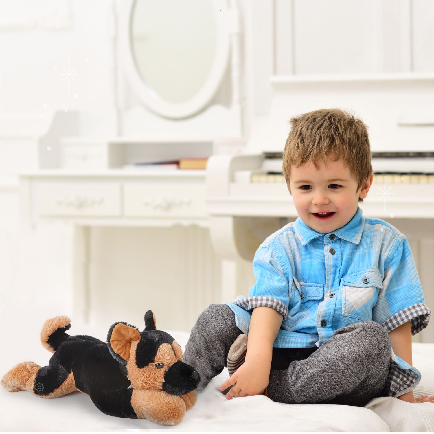 Peluche Pastore Tedesco sdraiato lungo 38 cm - FAO Schwarz