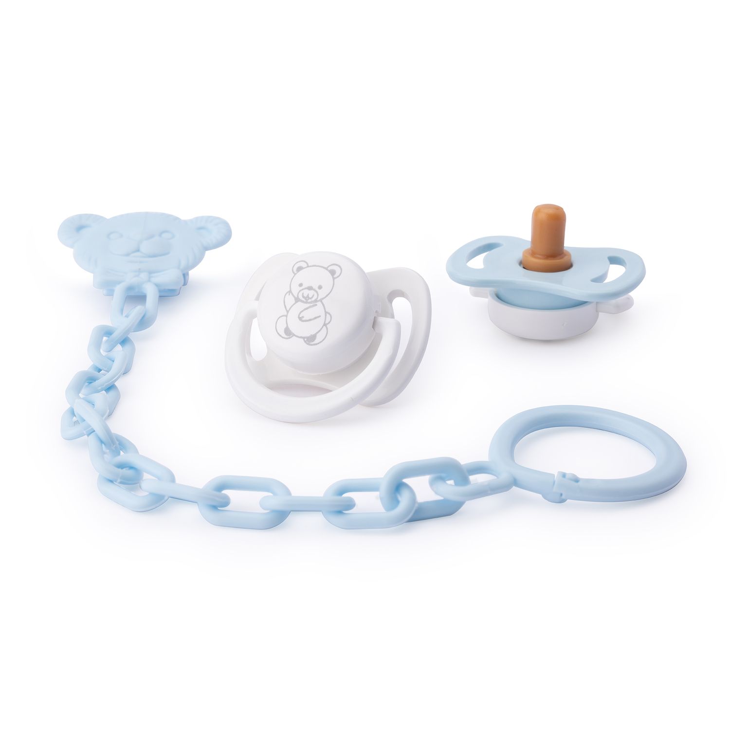 Set di ciucci con portaciuccio azzurro per My FAO Doll 40 cm - FAO Schwarz