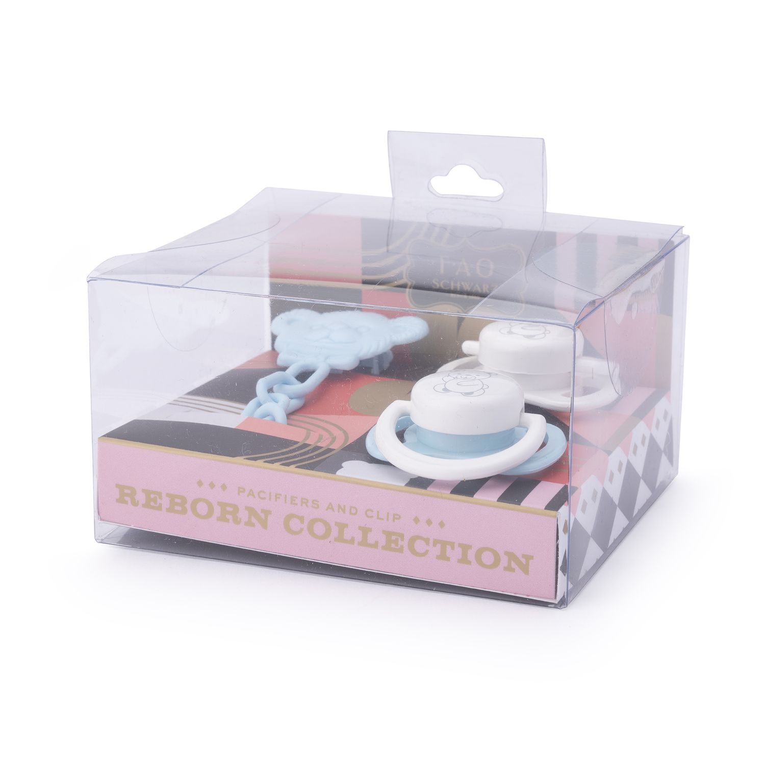 Set di ciucci con portaciuccio azzurro per My FAO Doll 40 cm - FAO Schwarz