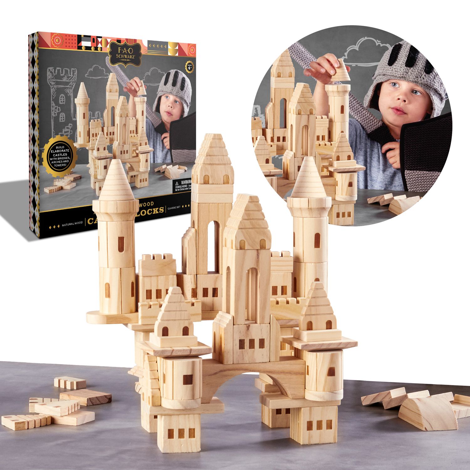 Castello di mattoncini in legno da 75 pezzi - FAO Schwarz