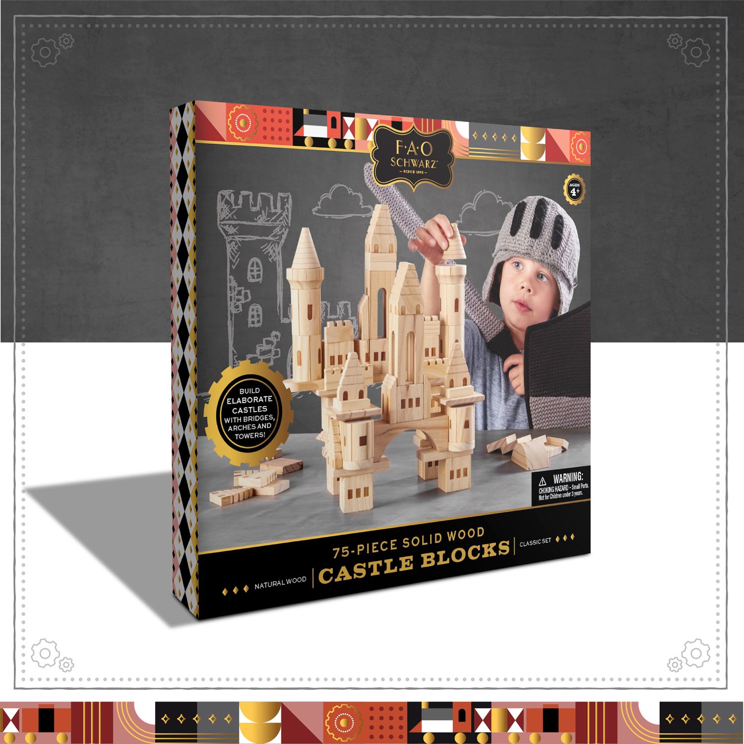 Castello di mattoncini in legno da 75 pezzi - FAO Schwarz