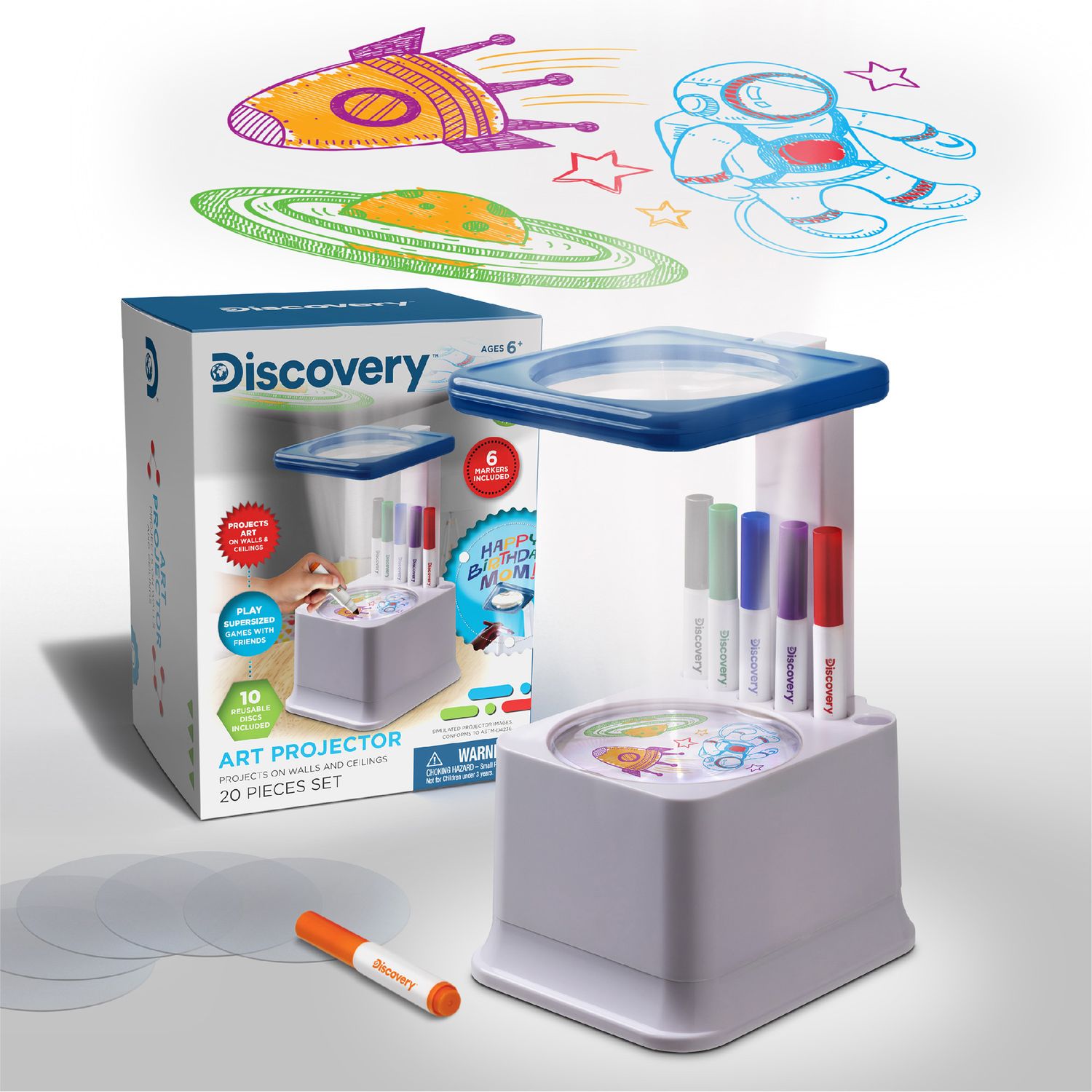 Proiettore per disegni giocattolo con 6 pennarelli colorati - Discovery Toys