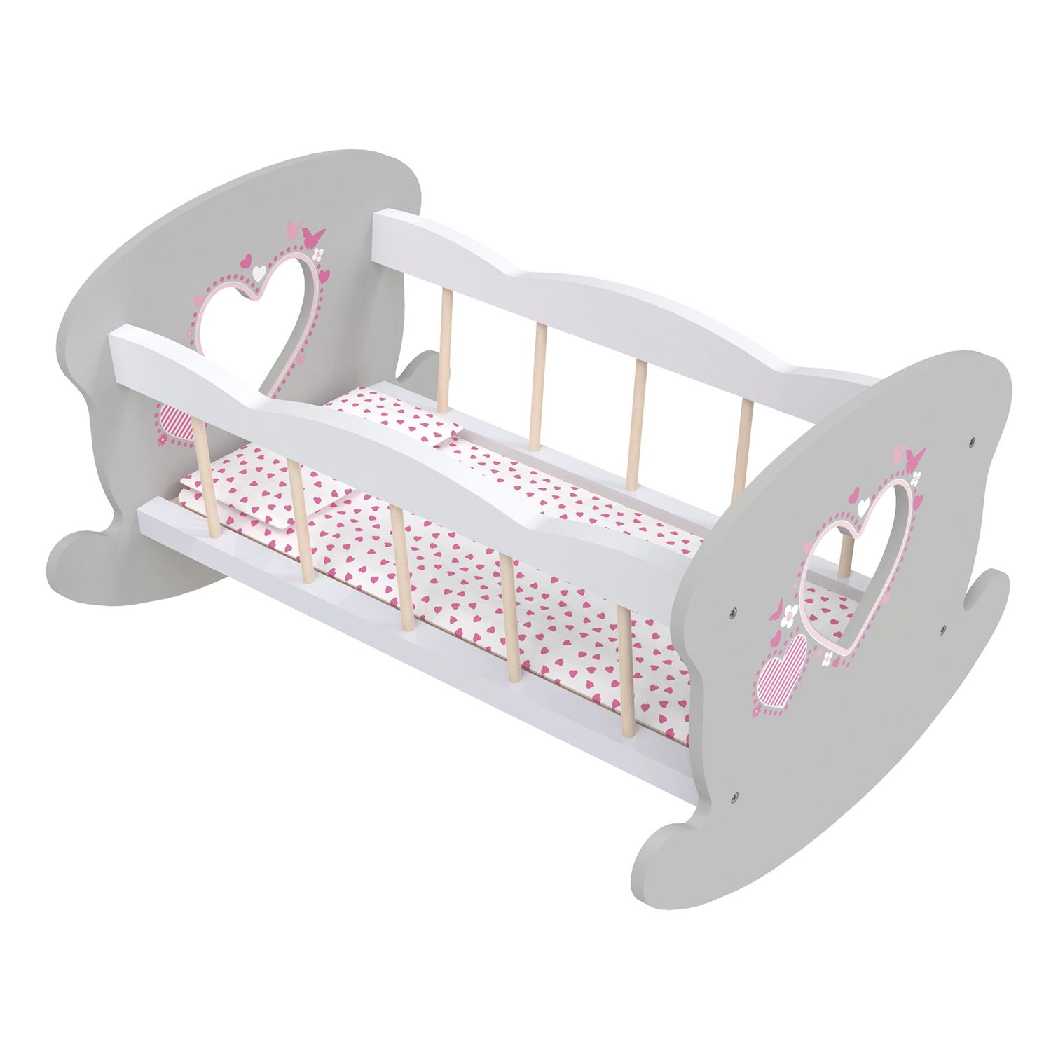 Lettino a dondolo in legno per bambole - Love Bebé