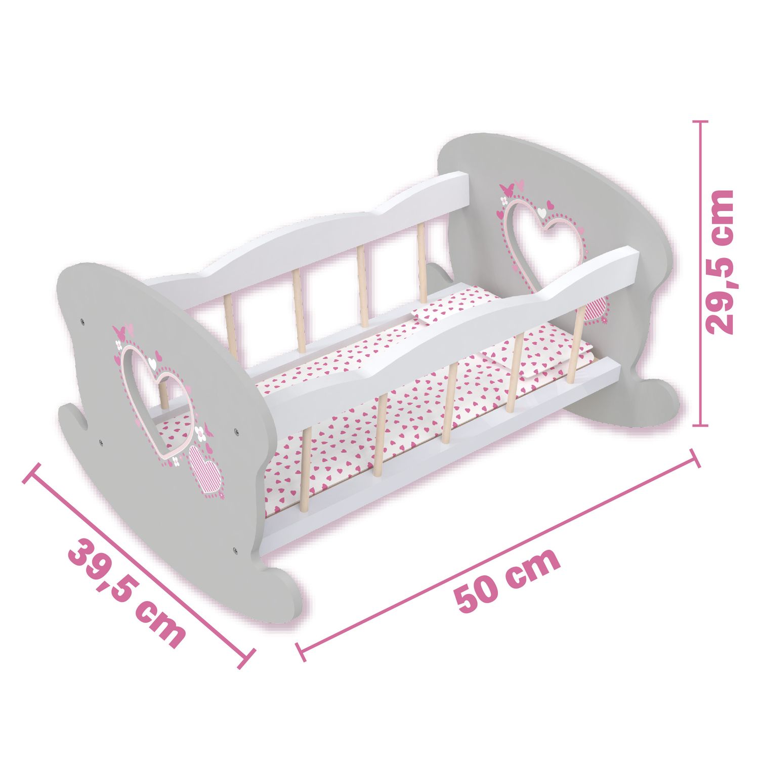 Lettino a dondolo in legno per bambole - Love Bebé