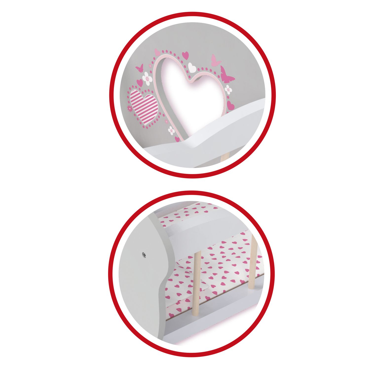 Lettino a dondolo in legno per bambole - Love Bebé