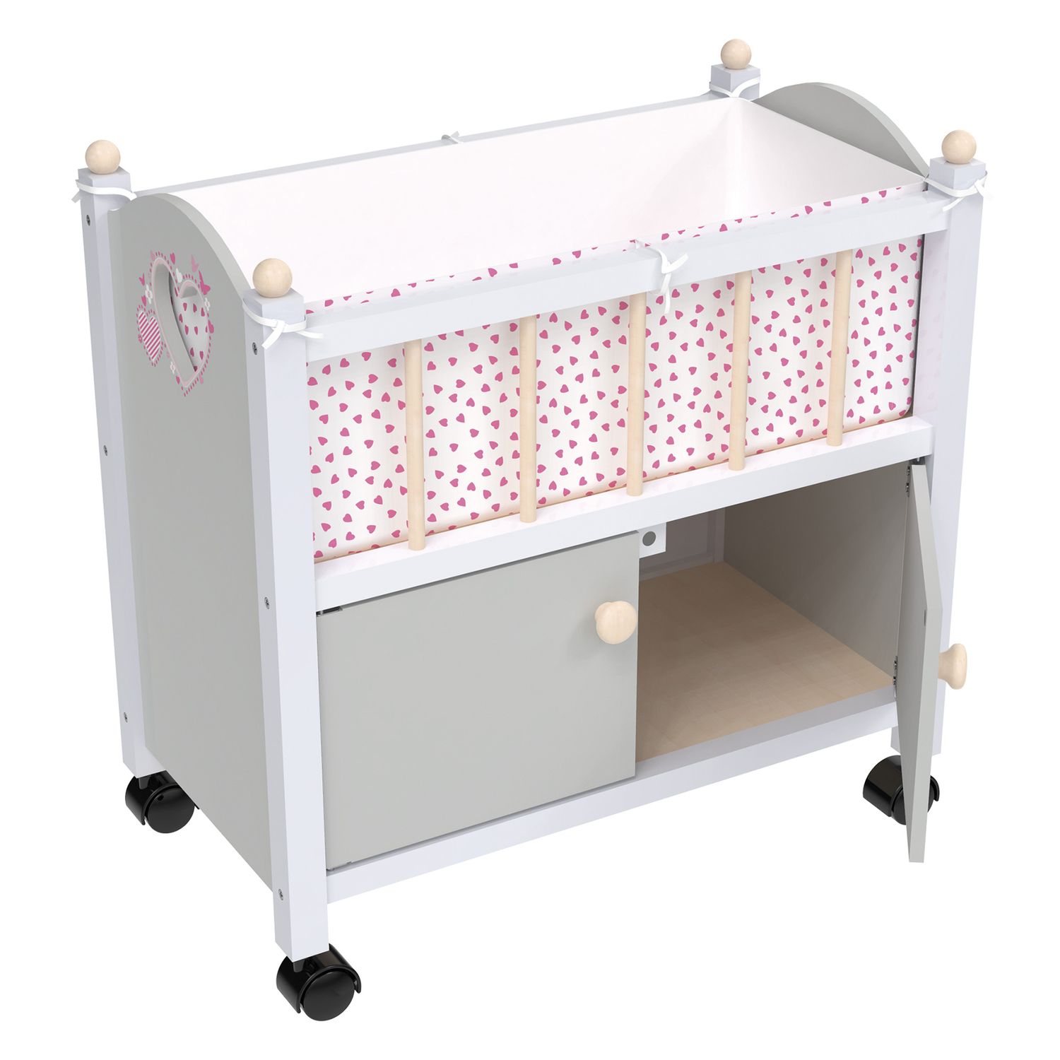 Letto con guardaroba in legno per bambole - Love Bebé