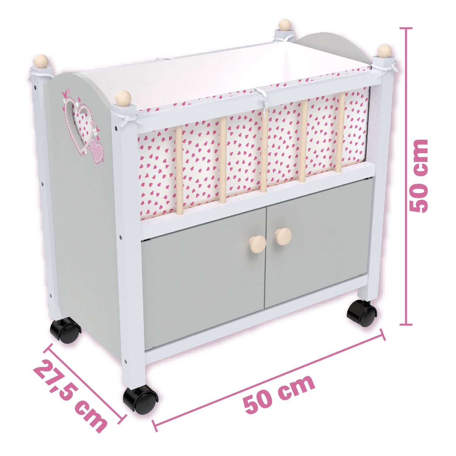 Letto con guardaroba in legno per bambole - Love Bebé
