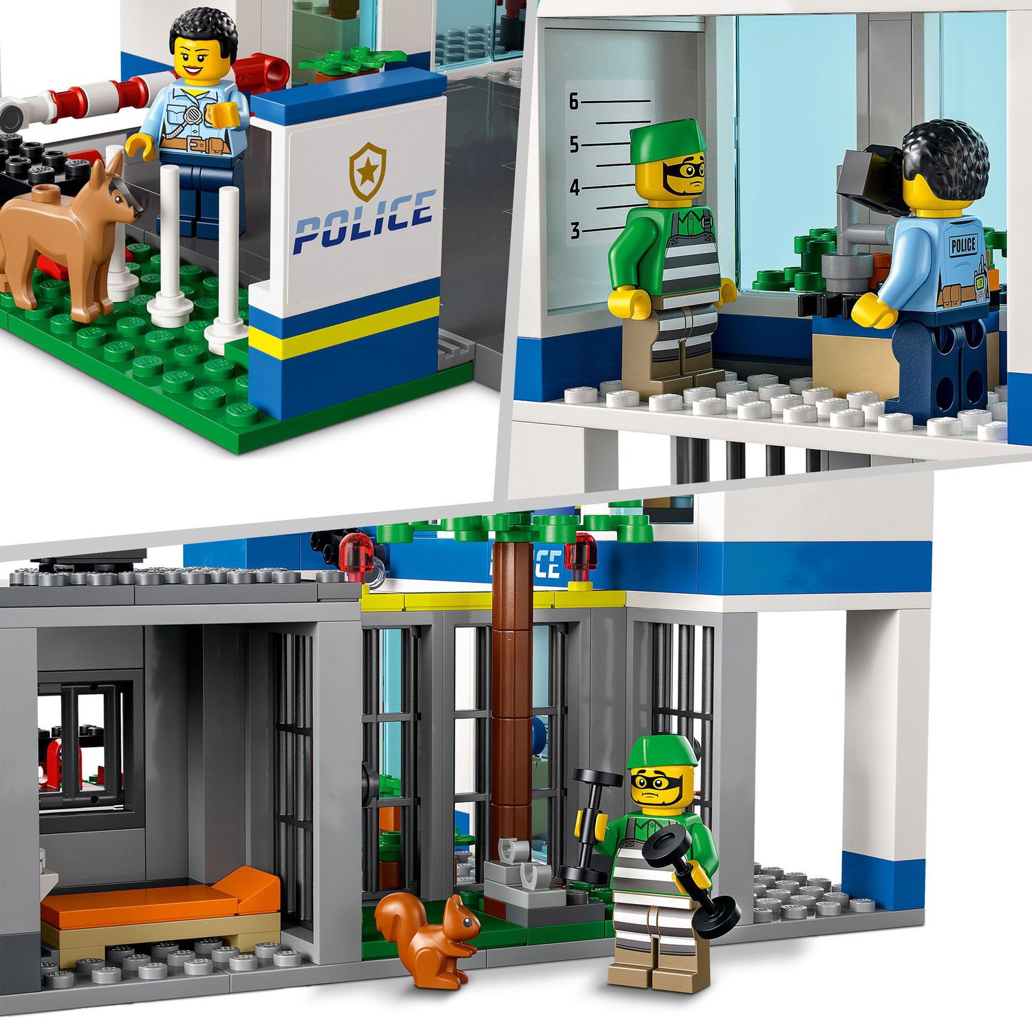 LEGO City Police stazione di polizia, con camion della spazzatura ed elicottero giocattolo, 60316 - LEGO