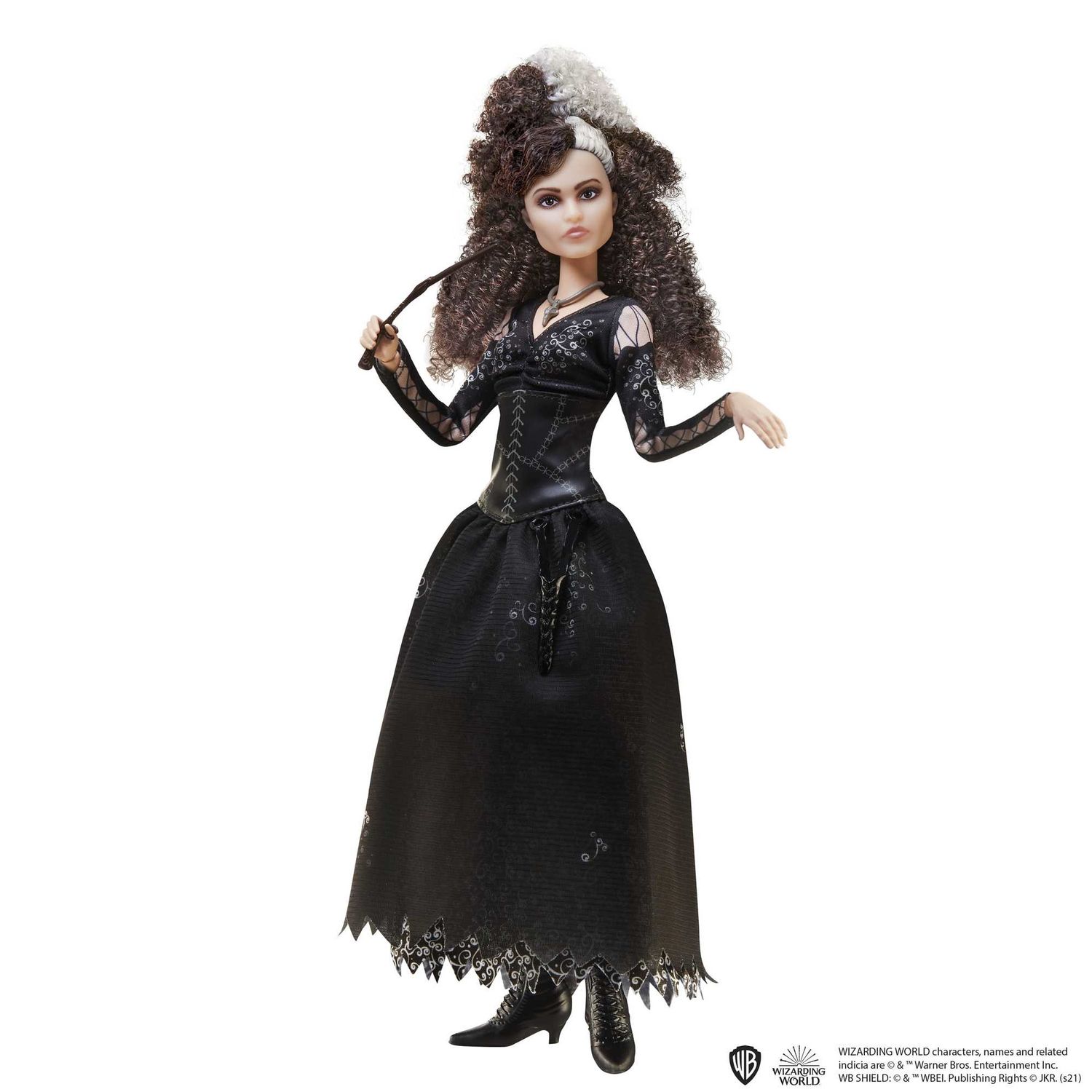 Action figure Bellatrix Lestrange 25 cm con Abito, Collana e Bacchetta, da Collezione - Harry Potter