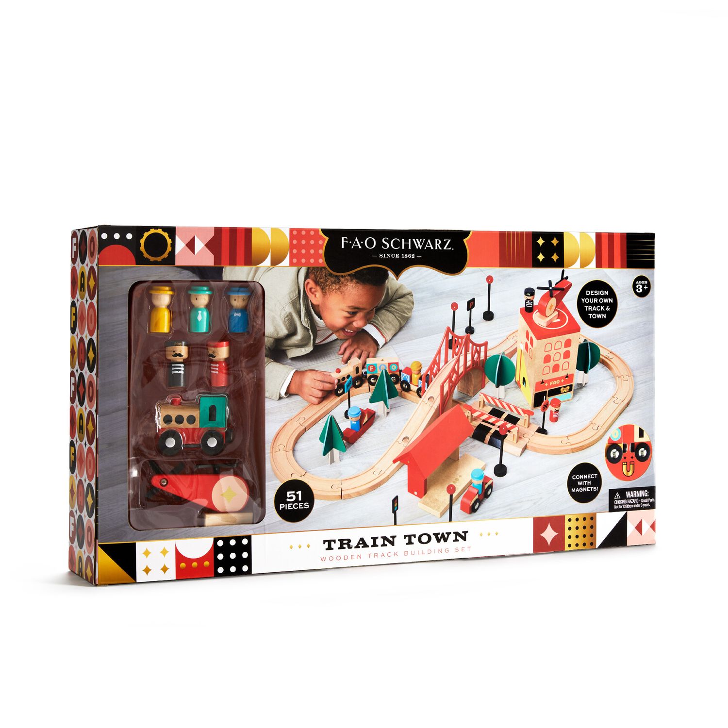 Playset trenino in legno con pista e città - FAO Schwarz