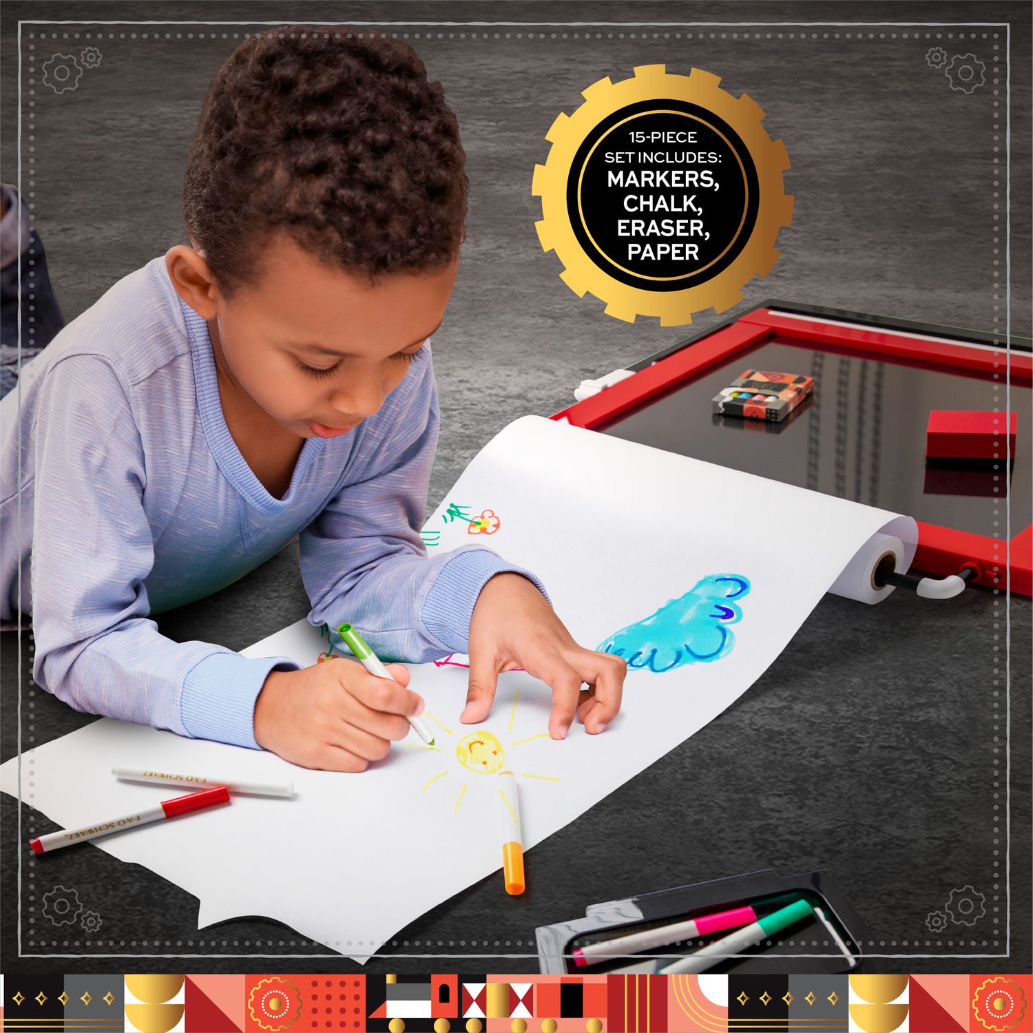 Lavagnetta 3 in 1 con LED, gessetti e pennarelli - FAO Schwarz