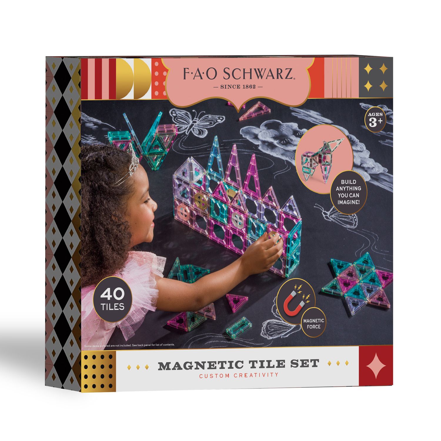 Set costruzioni magnetiche rosa da 43 pezzi - FAO Schwarz