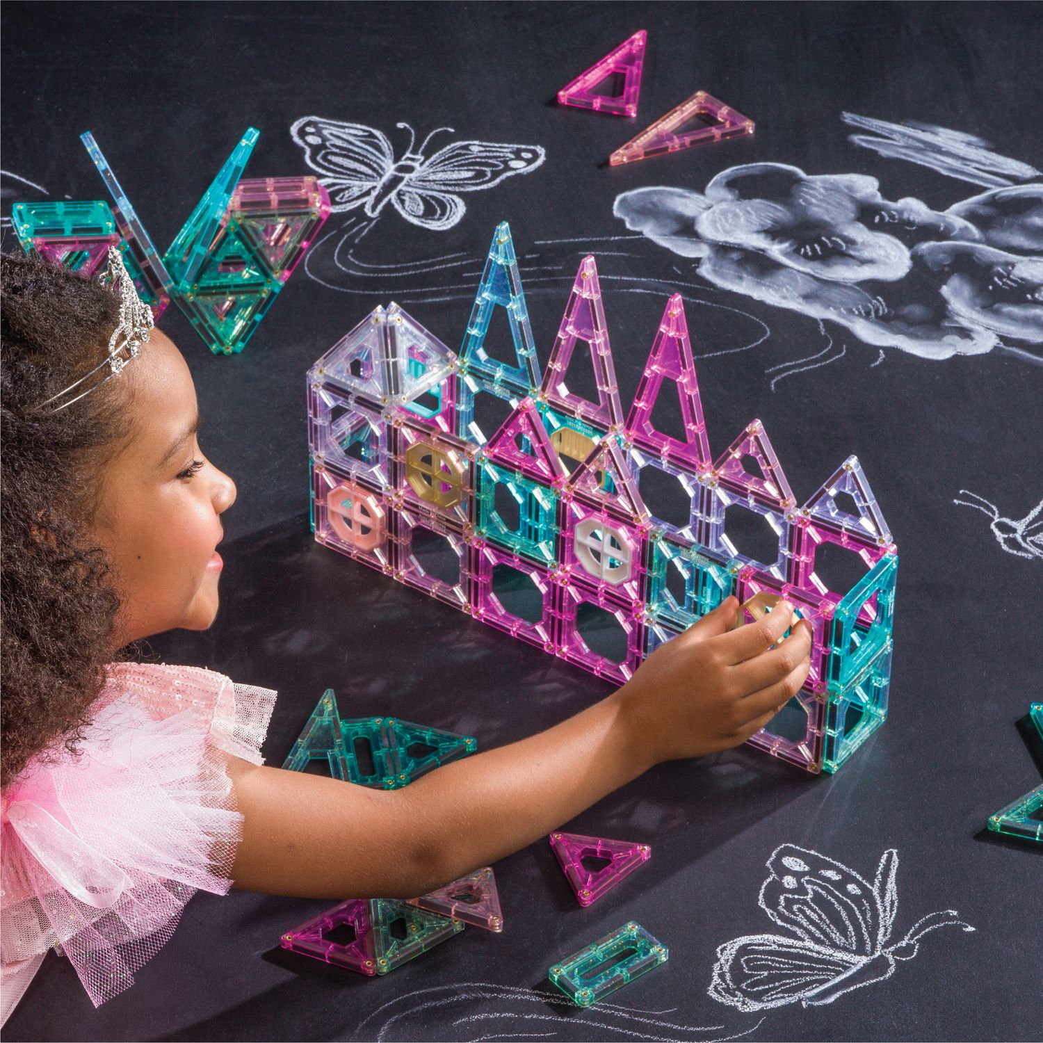 Set costruzioni magnetiche rosa da 43 pezzi - FAO Schwarz