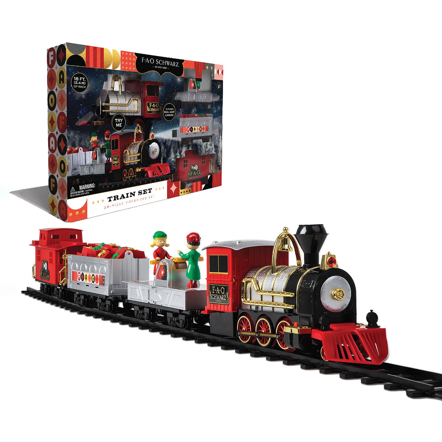 Set ferrovia motorizzato con personaggi in movimento e 30 binari - FAO Schwarz
