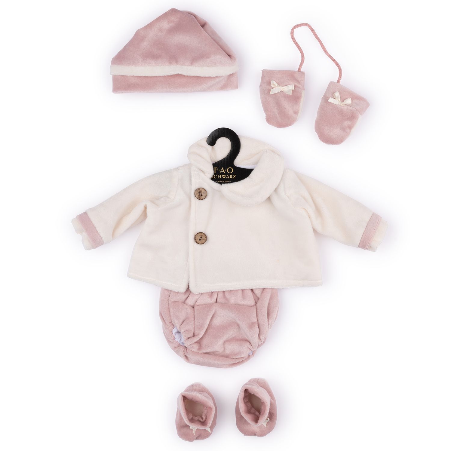 Completino in velour rosa e panna per My FAO Doll 40cm - FAO Schwarz