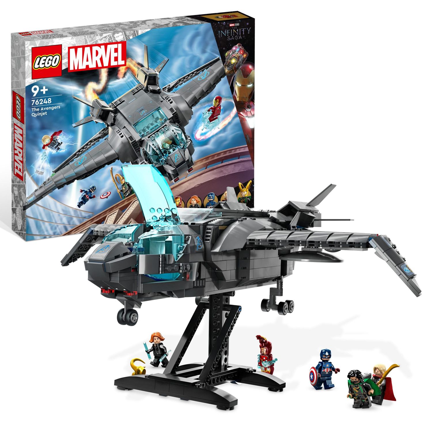 LEGO Marvel 76248 Il Quinjet degli Avengers, Astronave Giocattolo con Minifigure - LEGO, Marvel