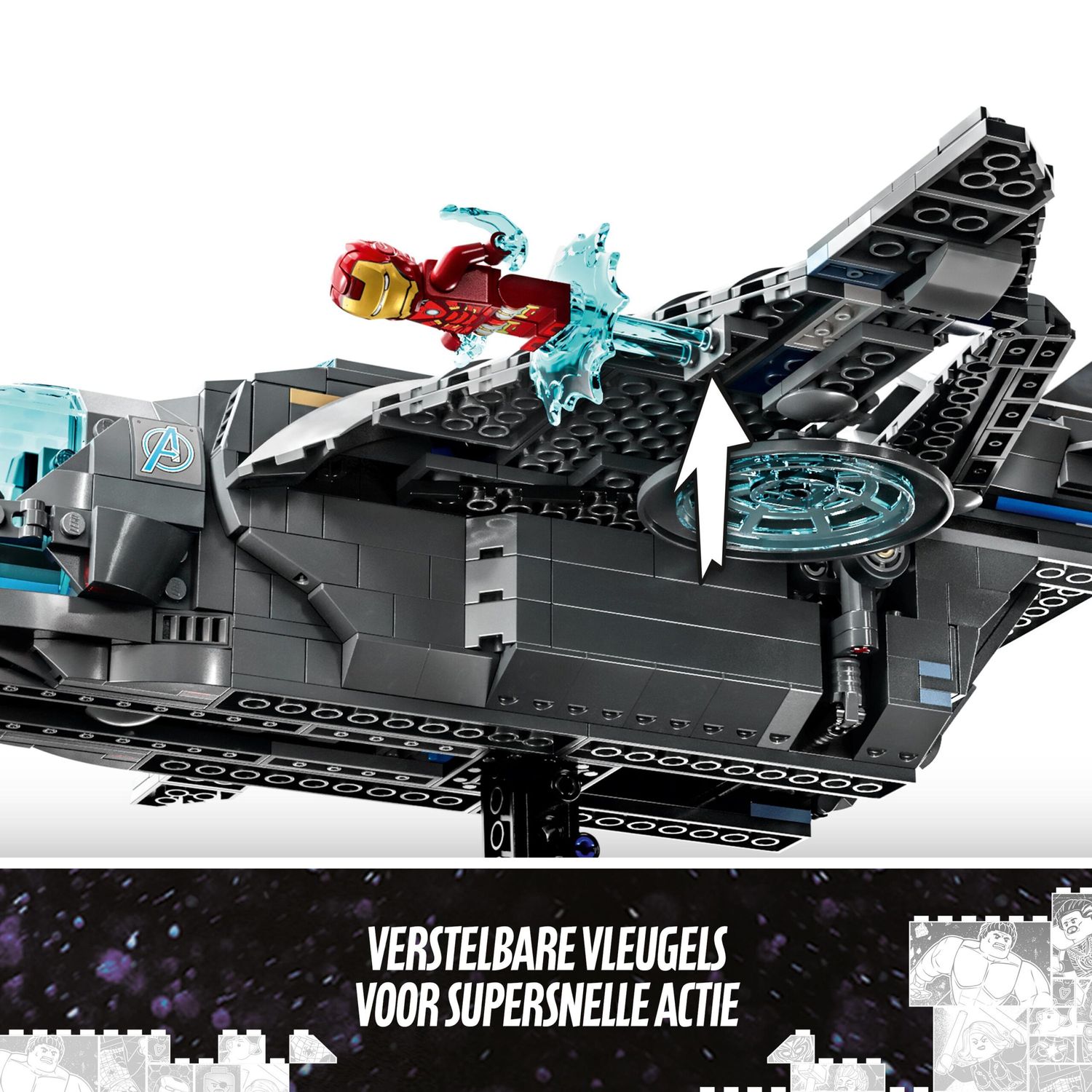 LEGO Marvel 76248 Il Quinjet degli Avengers, Astronave Giocattolo con Minifigure - LEGO, Marvel