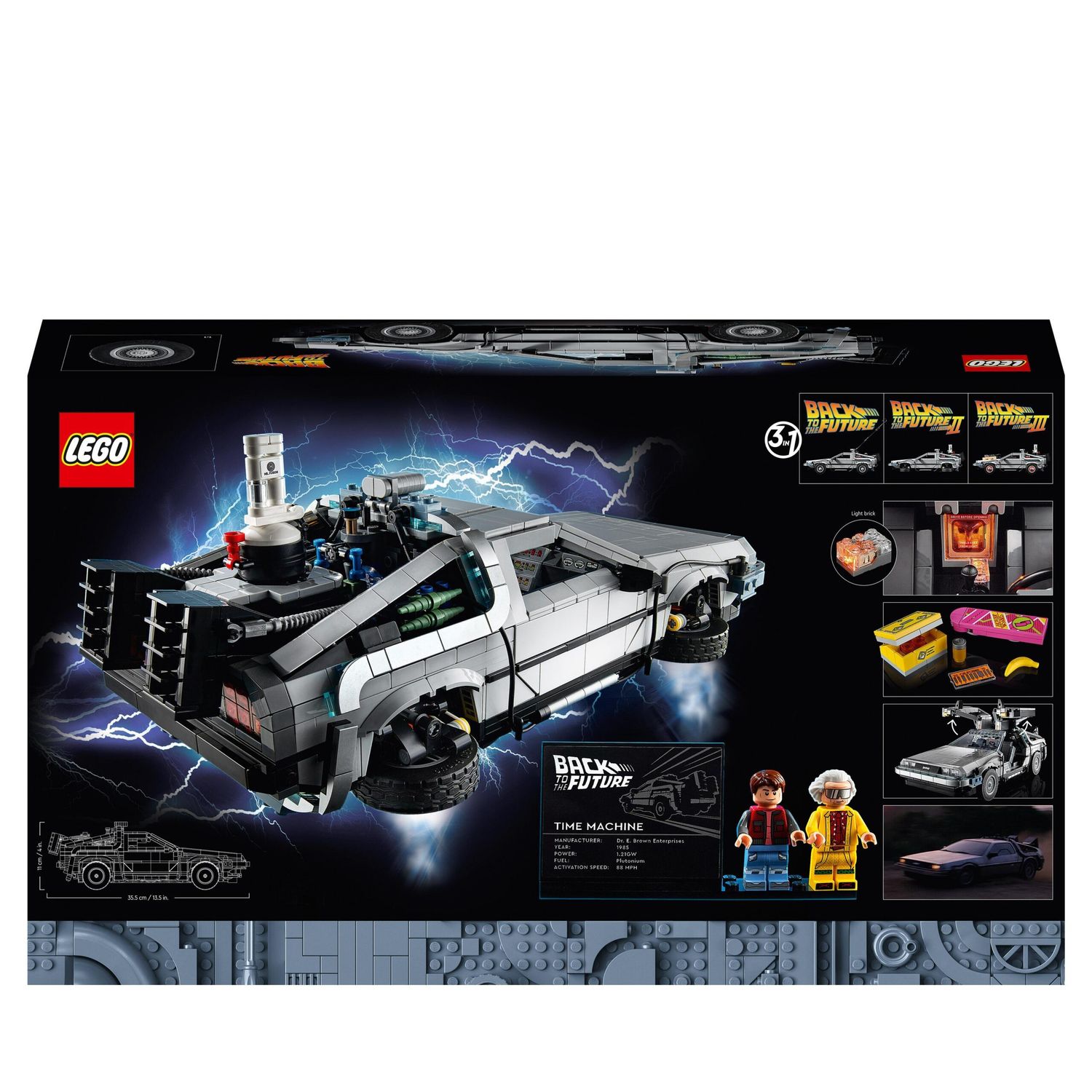 LEGO Icons 10300 Macchina del Tempo Ritorno al Futuro, Delorean con Minifigure di Doc e Marty McFly - LEGO