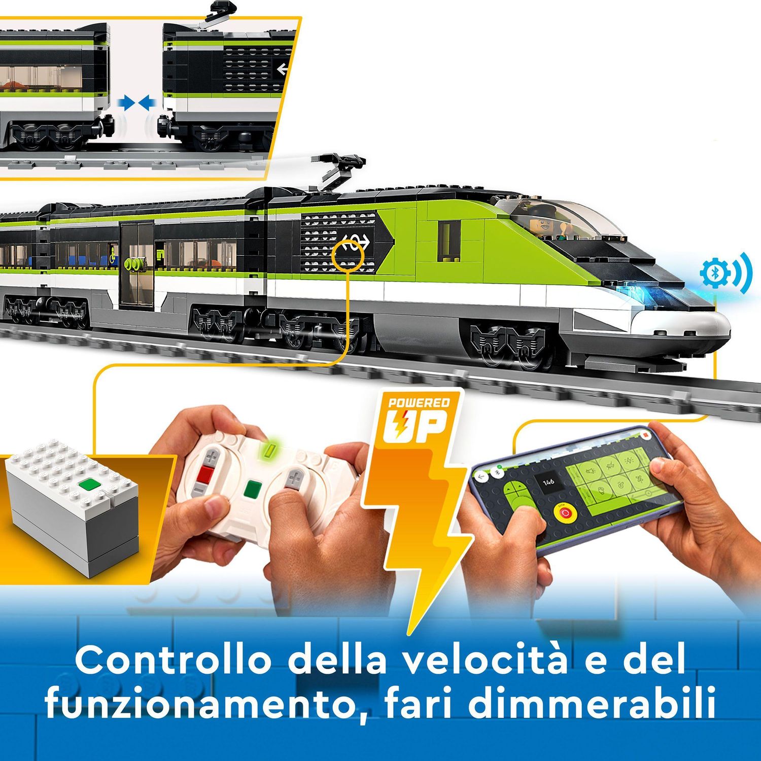 LEGO City 60337 Treno Passeggeri Espresso, con Locomotiva Telecomandata con Luci e Binari - LEGO