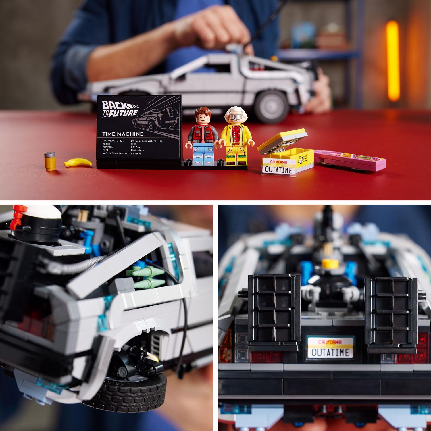 LEGO Icons 10300 Macchina del Tempo Ritorno al Futuro, Delorean con Minifigure di Doc e Marty McFly - LEGO