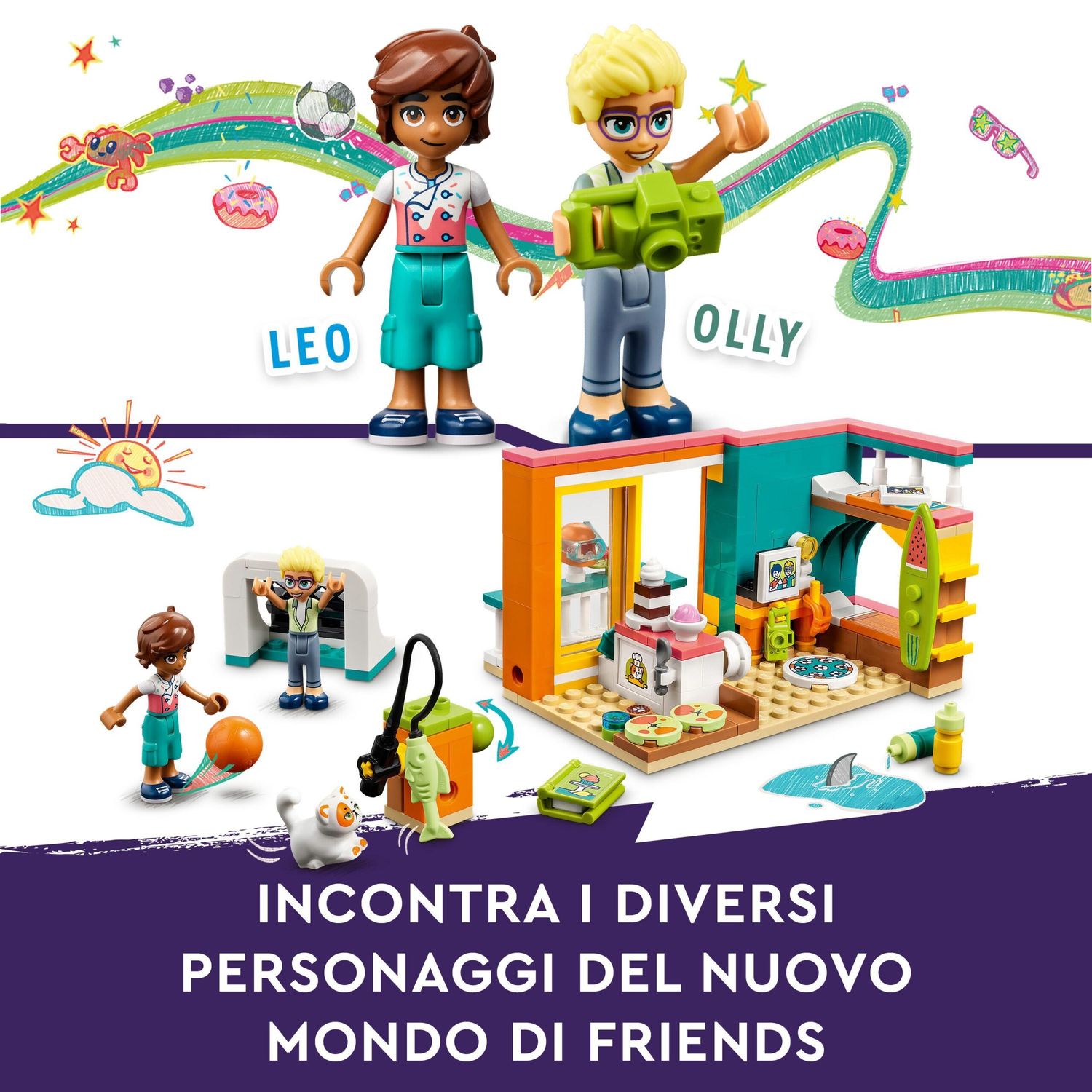 LEGO Friends 41754 La Cameretta di Leo, Set Cameretta a Tema Cucina e Video Making - LEGO