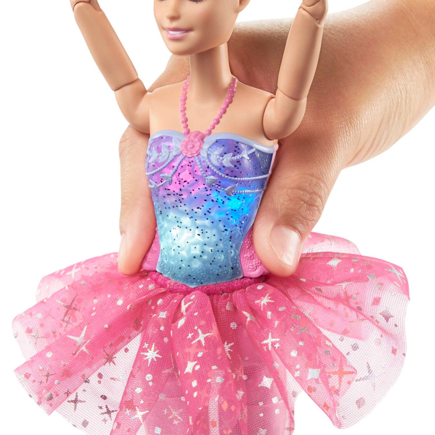 Barbie Dreamtopia Ballerina Magico Tutu, con luci scintillanti, coroncina e tutù rosa - Barbie