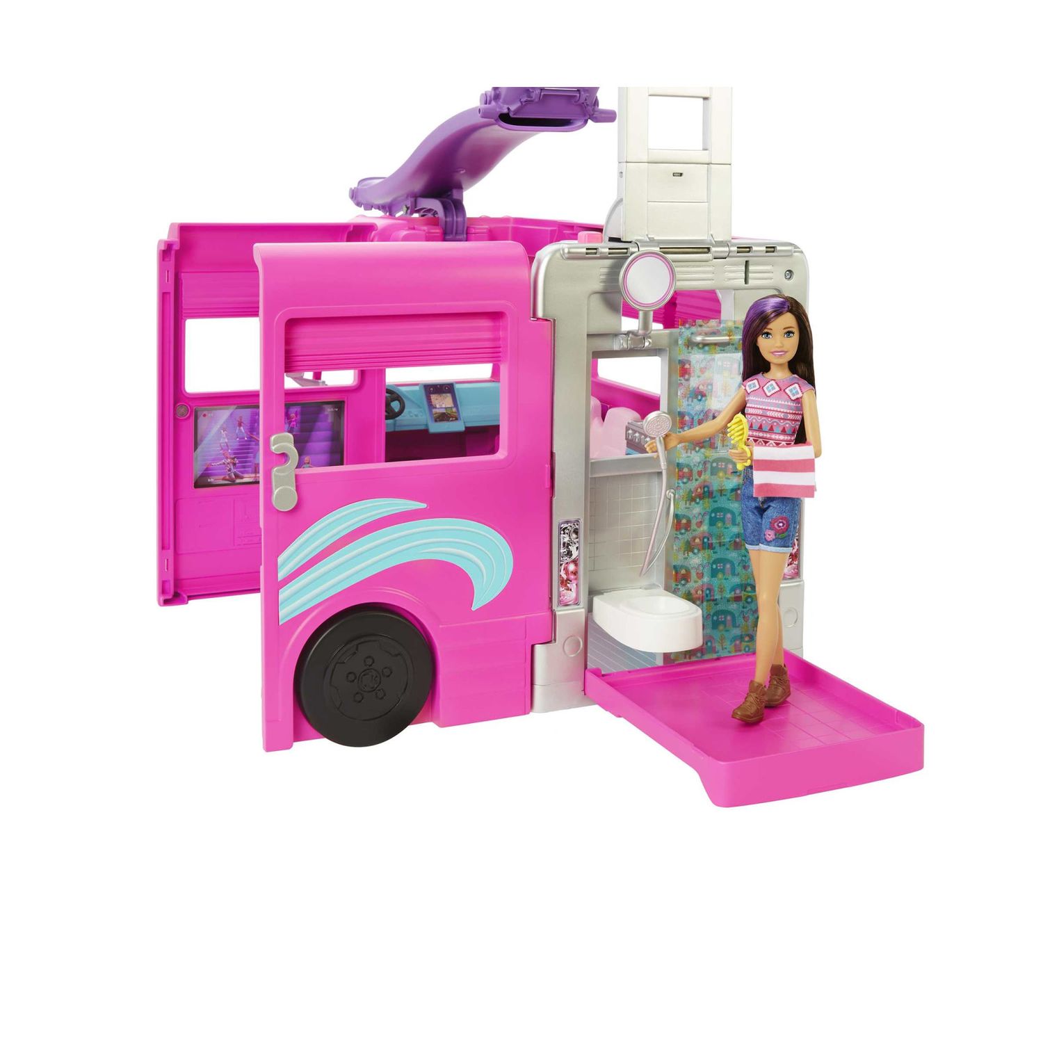 Barbie Camper Dei Sogni Playset con veicolo di 76,2 cm con ruote funzionanti, piscina, scivolo e oltre 60 accessori - Barbie