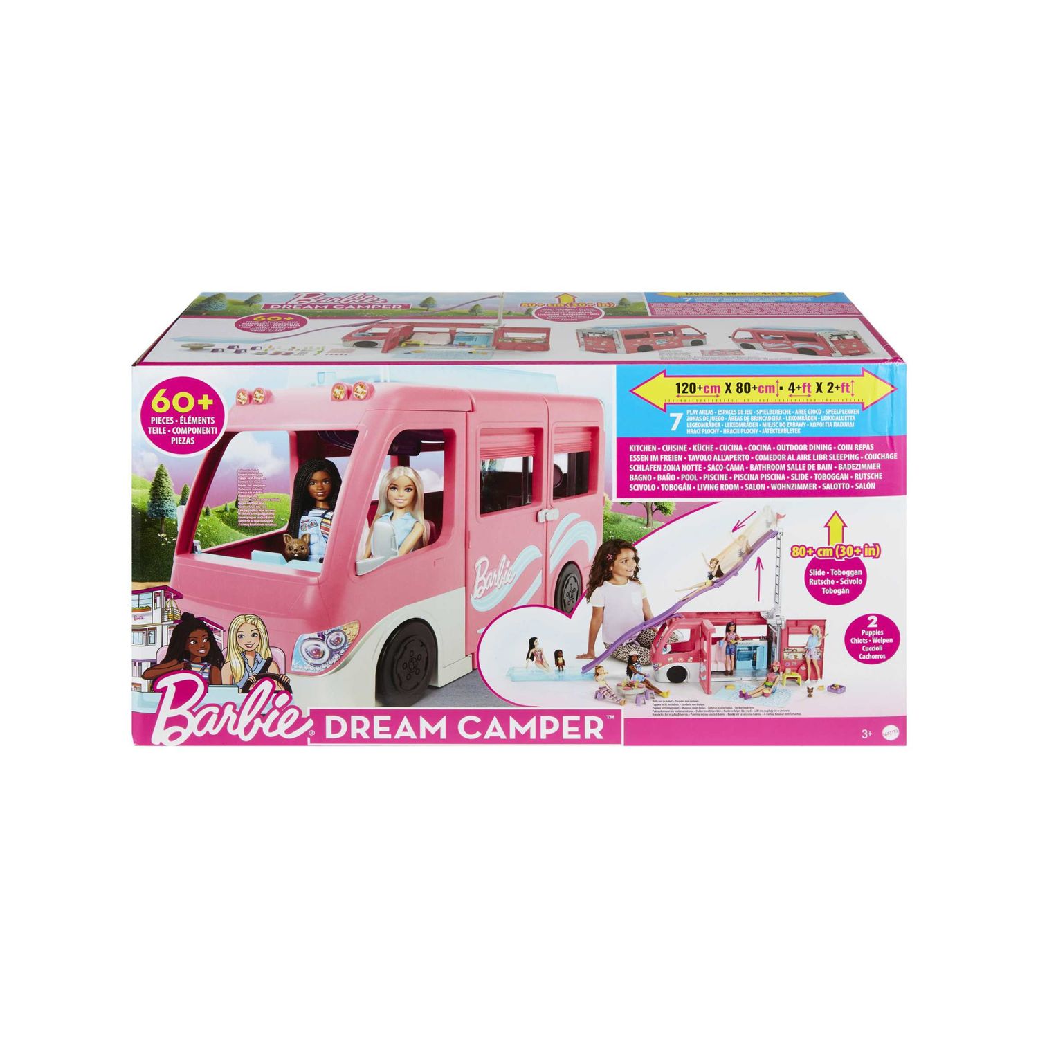 Barbie Camper Dei Sogni Playset con veicolo di 76,2 cm con ruote funzionanti, piscina, scivolo e oltre 60 accessori - Barbie