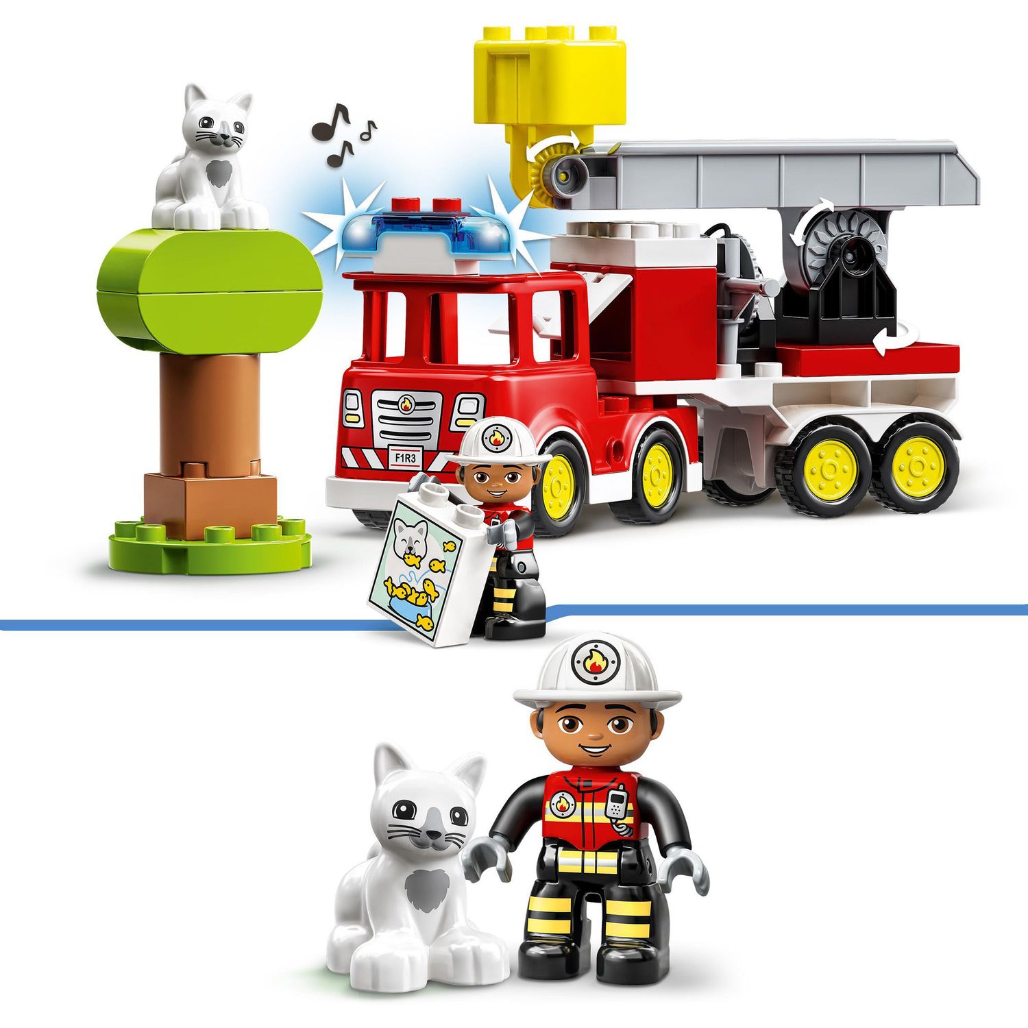 LEGO DUPLO Town Autopompa, Camion con Luci e Sirena, Pompiere e Gatto, Gioco educativo - LEGO